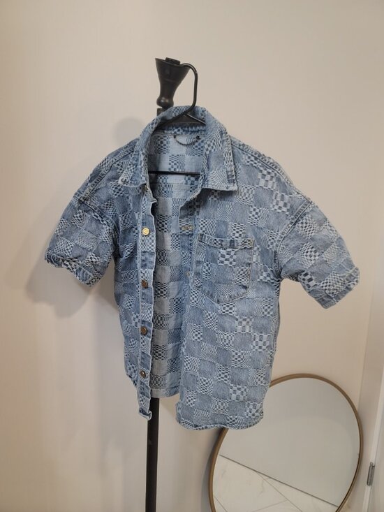 Louis Vuitton Other - Louis Vuitton Men's 3D Denim Damier Short Sleeve Button-Up Shirt (IT 36)